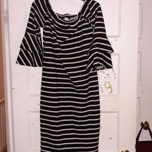 Black and white dress with bell sleeves